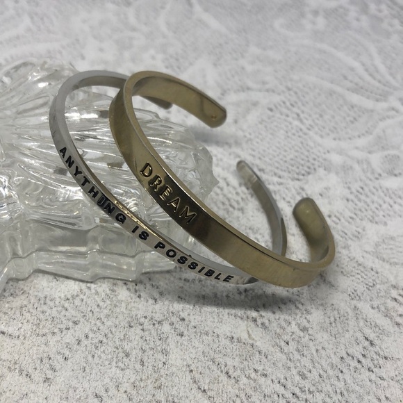 Curated bundle inspirational dream positive vibes text cuff bracelets boho. - Picture 1 of 3